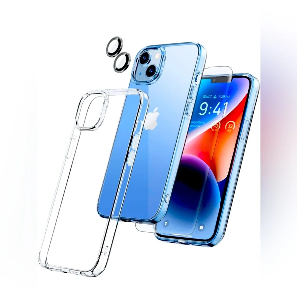 AASD [5 in 1 for IPhone 14 Plus Case Cover 6.7”, Screen Protector, Camera Lens